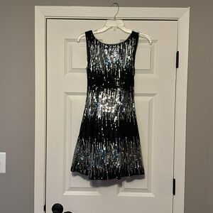 Elegant Black and Silver Sequin Junior’s Dress